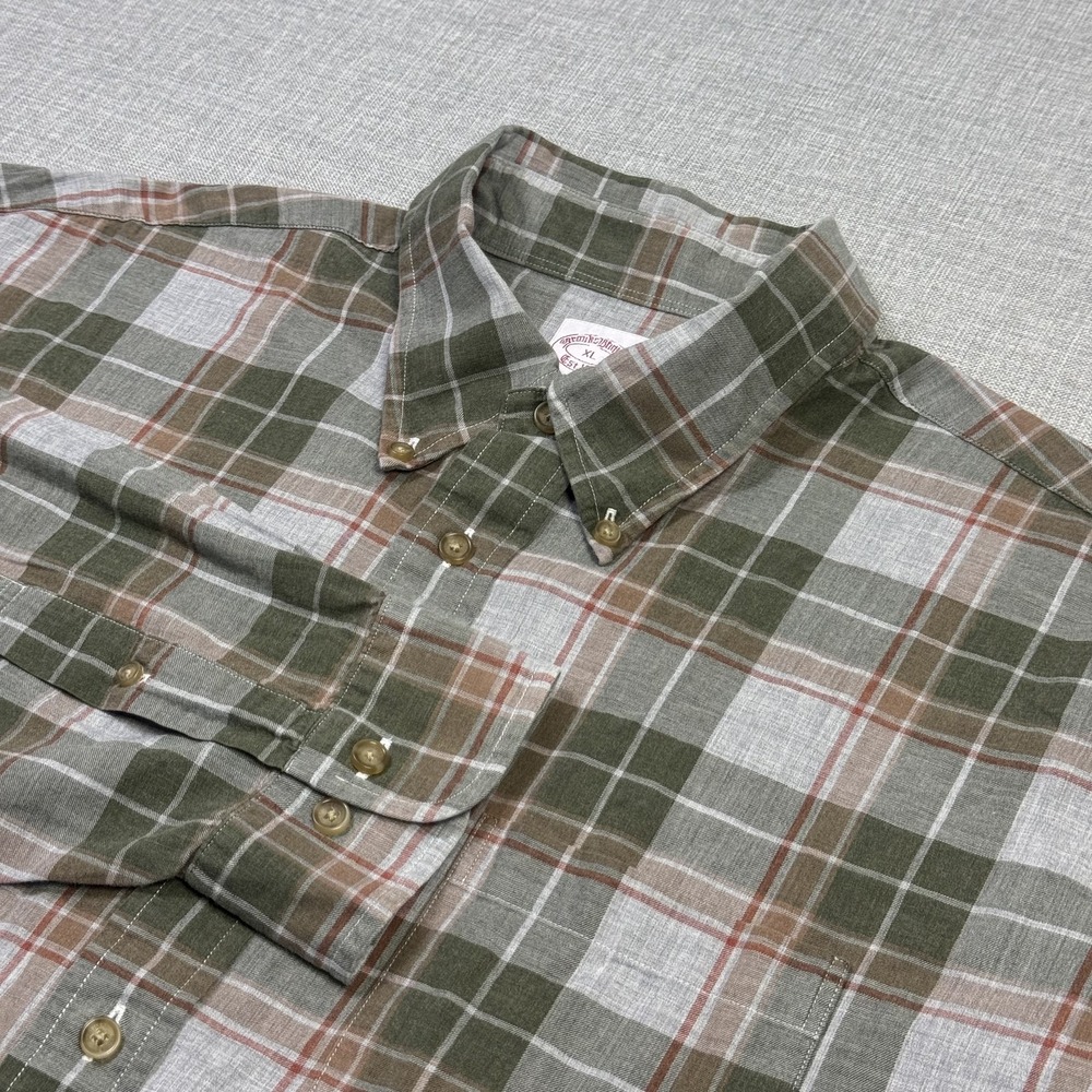 Brooks Brothers Madison Button-Down Shirt Mens XL Green Plaid Cotton Twill